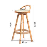 Chaise De Bar en Bambou Et Rotin De Style Japonais Rétro Simple Et À La Mode Chaise Rotative Homestay Bar Tabouret Haut (Color : A, Size : 36 * 36 * 83cm)