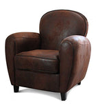 Wadiga Fauteuil Club Aspect Cuir Vieilli Marron