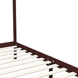 vidaXL Pin Massif Cadre de Lit à Baldaquin Lit Double Lit Adulte Lit Coffre Sommier à Lattes Chambre à Coucher Maison Intérieur Marron Foncé 180x200 cm