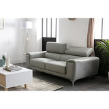Miliboo canapé Cuir Design 3 Places avec têtières Relax Gris Nevada - Cuir de Buffle