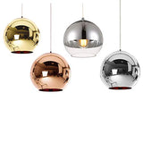 Huahan Haituo Abat-jour Moderne Cuivre Miroir Lustre Boule Suspension globe en Chrome avec fil 120CM,Diamètre (Cuivre, 15cm)