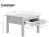 Domus Scandinavia Linda quadratisch mit 1 Schubkasten Table Basse, Bois, Blanc, 60 x 60 cm