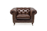 Rosa Splendiani Fauteuil Chestefield en Cuir Antique Vintage Style - Fauteuil Chester Cuir Marron Vintage