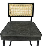 Sensoreve - Chaise TOLIMAN Cannage & Coussin Confort pour Salon/Salle à Manger, Tissage en Cannes de rotin Naturel, Cadre en Bois Naturel (Bois Noir/Assise Cuir Gris)