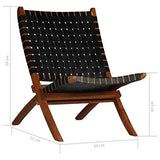 Festnight Chaises de Jardin en Bois Pliantes Chaise de Relaxation Pliable d'Extérieur en Cuir 59x72x79 cm Bandes Noir