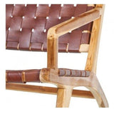 DENZZO - Fauteuil Bois et Cuir Naturel Weave