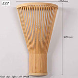 QJUZO E27 Lampe Murale Bambou Osier Rotin Ventilateur Abat-Jour Applique Murale Moderne Classique Luminaire Murale Chambre Décoration pour Intérieur Salon Couloir (Pas D'ampoule)
