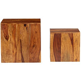 vidaXL 2X Tables Basses Bois Massif de Sesham Table d'Appoint Meuble Salon