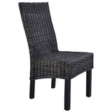 Tidyard Lot de 6 Chaises de Salle à Manger en Rotin Kubu et Bois de Manguier Fabrication à la Main Style Moderne Noir 46 x 61 x 93 cm