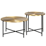 vidaXL 2X Tables MDF Recouvert de Laiton Table d'Appoint Table Basse Salon