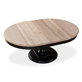 INTENSE DECO Table Ronde Extensible en Bois Massif Héloïse Bois Naturel et Pied Noir