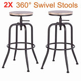 HOUSE IN BOX.COM Lot de 2 Rond Tabourets de Bar Chaise de Bar Taboure Pivotant Hauteur Réglable Rotatif à 360 Dégrées Siège Repose-Pieds Style Industriel pour Bar Comptoir Cuisine (Chêne)