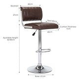 IntimaTe WM Heart Tabourets de Bar Lot de 2, Réglable Chaise Haute Cuisine avec Chromés Repose-Pieds,Tabouret Bar avec Décoré par Rayures Verticales, Marron