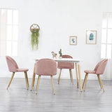GrandCA HOME Lot de 2 Chaises de Salle à Manger en Velours, Chaises de Cuisine avec Coussin de Siège en Velours Doux, Chaises de Salle à Manger Latérales Rembourrées pour Salon, Rose