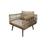 Tousmesmeubles Fauteuil à accoudoirs en Rotin/Acier - MAKIAN - L 83 x l 84 x H 67 - Neuf