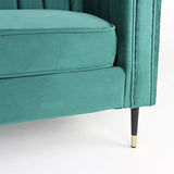 Menzzo Djulian Canapé en Velours, Bois, Vert, L145 x P75 x H72 cm