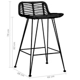 vidaXL 2X Chaises de Bar Tabourets de Bar Siège de Bistrot Chaise de Comptoir Tabouret de Bistrot Tabouret de Comptoir Fauteuil de Bar Noir Résine Tressée