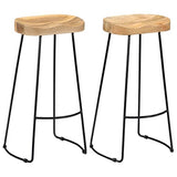vidaXL 2X Bois de Manguier Massif Tabourets de Bar Chaise de Bar Chaise de Bistrot Chaise de Salle à Manger Chaise Haute Pub Cuisine Comptoir 45x40x78cm