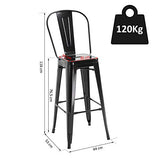 HOMCOM Lot de 4 tabourets de Bar Industriel avec Dossier Hauteur Assise 76,5 cm métal Noir