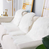 YIHAIC Peau de Mouton synthétique,Cozy Sensation comme véritable Laine Tapis en Fourrure synthétique, Man-Made Luxe Laine Tapis de Canapé Coussin (Blanc, 75 x 120 cm)