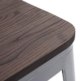 2X Tabouret de Bar HWC-A73 avec siège en Bois, Chaise comptoir avec Dossier, métal, Design Industriel ~ Gris
