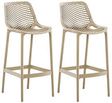 CLP Lot De 2 Tabourets de Bar Air en Plastique I Chaise Haute Intérieur Extérieur avec Dossier Et Repos-Pieds, Couleur:Boue