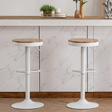 YOUNUOKE Tabourets de Bar en Bois Blanc Pivotant 360° et Hauteur Réglable 55-80cm Siège Confortable avec Repose-Pied Chaise Haute pour Bar Cuisine Lot de 2