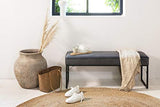 LIFA LIVING Banc Bout de Lit Gris, Banquette Capitonnée Velours Elegant avec Base en Métal Noir, Banquette Salon Design Ottoman Ultra Doux, Banc 120 cm