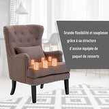 HOMCOM Fauteuil Chesterfield Vintage Grand Confort Dossier Assise capitonné avec Boutons Coussin Inclus Lin Taupe