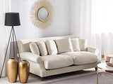 Beliani - Canapé 3 Places - Eike - Velours, Beige