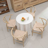 Tomile Wishbone Chaise en Y - En bois massif - Avec rotin - 2 chaises pour cuisine, salle à manger - Bois de frêne naturel