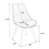 H.J WeDoo Lot de 4 Transparente Scandinave Chaises de Salle à Manger, Rétro Chaises Tulip Tissu Rembourrée en Polycarbonate arrière et Bois de hêtre Massif- Gris