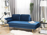 Beliani - Chaise Longue Côté Gauche - Miramas - Velours, Bleu Marine