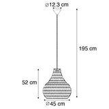 QAZQA lina - Grande suspension Design - 1 lumière - Ø 450 mm - Blanc - Design,Rétro - Éclairage intérieur - Salon I Chambre I Cuisine I Salle à manger