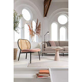Zuiver Spike - Fauteuil Dossier en cannage et Assise en Tissu Rose