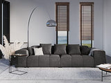 MICADONI Canapé Modulaire Margo, 3 Places, Gris Foncé, Velours