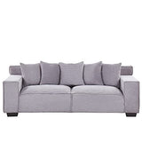 Beliani - Canapé 3 Places - Viskan - en Velours Côtelé et Bois, Gris Cair