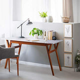 Teamson Home Table à Manger rectangulaire Faux marbre Blanc Pieds Noyer Ashton VNF-00079W