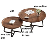 Table basse industrielle ronde – Tables basses pour le salon, table à thé moderne de loisirs, table centrale pour le salon, salle à manger, tables gigognes pour les petits espaces (couleur : noyer,