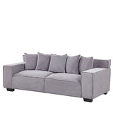 Beliani - Canapé 3 Places - Viskan - en Velours Côtelé et Bois, Gris Cair