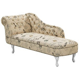 Beliani Chaise Longue Côté Gauche Méridienne en Tissu Imprimé Beige Style Elégant Nimes