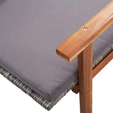 vidaXL Bois d'Acacia Chaise Longue et Coussin Jardin Bain de Soleil de Patio Transat de Terrasse Extérieur Piscine Résine Tressée Gris