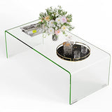 GOPLUS Table Basse Verre Trempé, Table de Salon d’Appoint Moderne Minimaliste sans Assemblage, pour Salon, Chambre, Appartement 108X50X35 CM