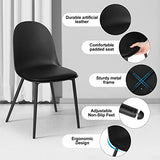 WOLTU Chaises de Salle à Manger, Lot de 2, Chaise Rembourrée, Chaise de Cusine Scandinave, Chaise en Similicuir, Pieds en Métal, Noir BH360sz-2