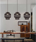 BUGUSX Suspension en Bambou Naturel et rotin Lustre en Bambou tissé Noir Abat-Jour en rotin en Osier Lampe à Tisser Lanterne Suspension Lampe Cuisine Île Éclairage Chambre Restaurant Décoration Lampe