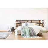 Decowood - Tête de Lit pour Chambre à Coucher, avec Baguettes et 4 Étagères, Bois de Sapin Vieilli - 244 x 60 cm