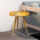 Lucky star Table End en Bois Massif avec Chargeur et Plateau for Petites Table Ronde Canapé Table d'appoint Table de Chevet Table Mini-Coin Table Salon Moderne Snack Table Basse (Couleur : Jaune)