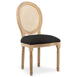 INTENSEDECO Lot de 4 chaises médaillon Louis XVI Cannage Rotin Tissu Noir