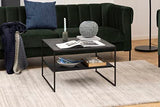 Marque Amazon - Movian Table basse avec étagère, plateau effet marbre, base en métal noir, 70 x 70 x 45 cm
