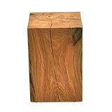 MS FACTORY Bloc de Chêne Massif - Cube en Bois - Rondin de Bois - Bout de Canapé, Colonne de Decoration, Support en Bois, Table Basse Bois, Piédestal pour Fleurs, Table de Chevet - 15 x 15 x 20 cm